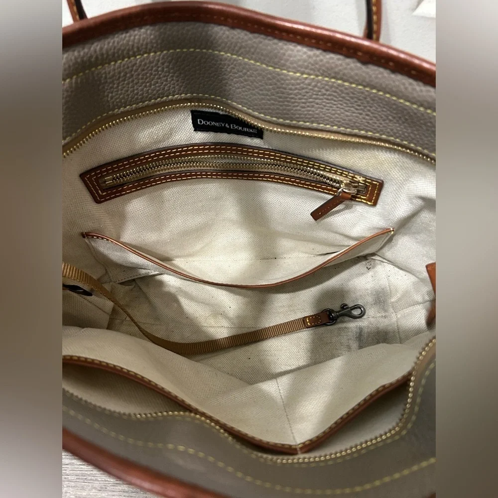 Dooney & Bourke Pebble Grain Grey/Taupe and Tan leather Large Tote bag